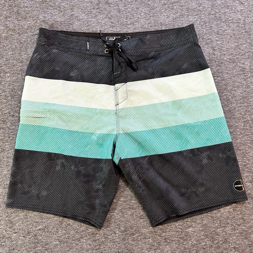 O'Neill Board Shorts Men's Size 33 Hyperfreak  Blue Striped Performance